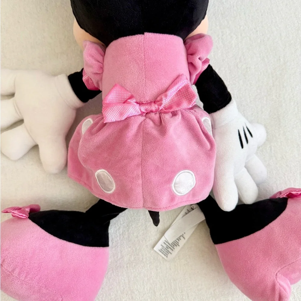 Disney Minnie Mouse Plush 27” Stuffed Animal Pink Polka Dot Bow and Dress